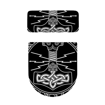 Mjolnir And Younger Futhark Print Toilet Lid And Tank Cover Set