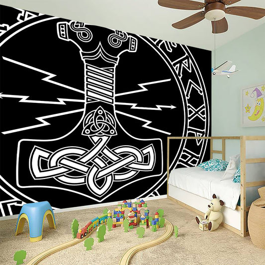Mjolnir And Younger Futhark Print Wall Sticker