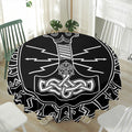 Mjolnir And Younger Futhark Print Waterproof Round Tablecloth