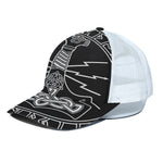 Mjolnir And Younger Futhark Print White Mesh Trucker Cap