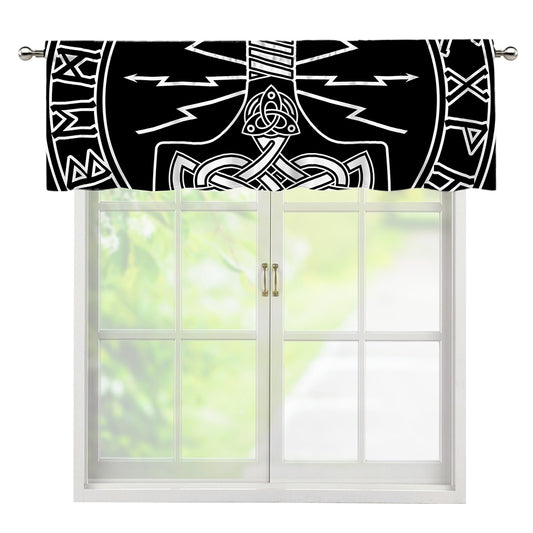 Mjolnir And Younger Futhark Print Window Valance