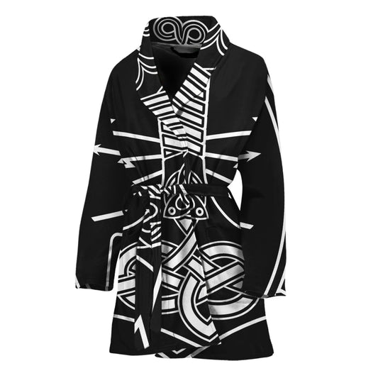 Mjolnir And Younger Futhark Print Women's Bathrobe