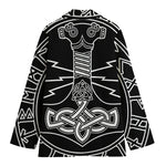 Mjolnir And Younger Futhark Print Women's Blazer