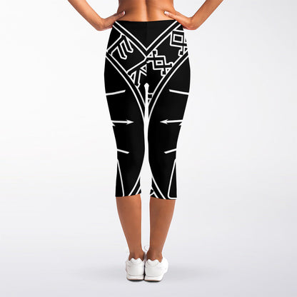 Mjolnir And Younger Futhark Print Women's Capri Leggings