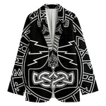 Mjolnir And Younger Futhark Print Women's Cotton Blazer