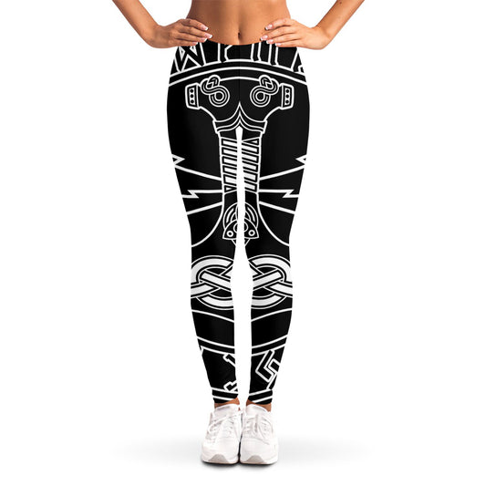Mjolnir And Younger Futhark Print Women's Leggings