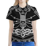 Mjolnir And Younger Futhark Print Women's Polo Shirt