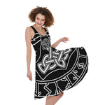 Mjolnir And Younger Futhark Print Women's Sleeveless Dress