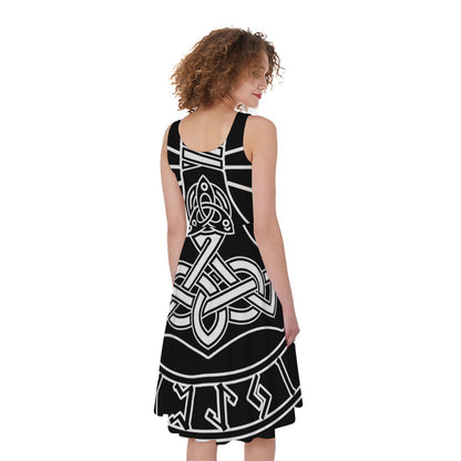 Mjolnir And Younger Futhark Print Women's Sleeveless Dress