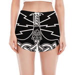 Mjolnir And Younger Futhark Print Women's Split Running Shorts