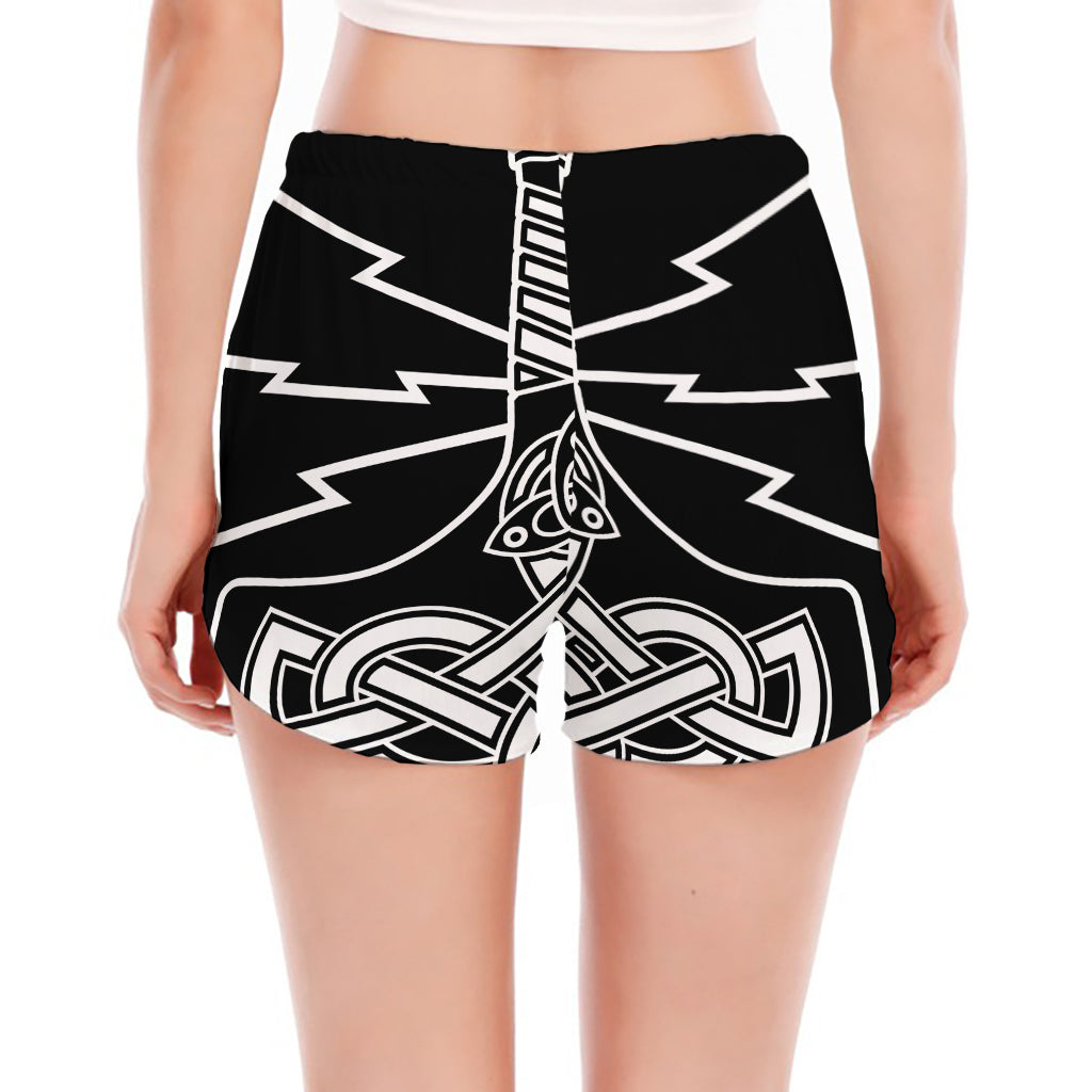 Mjolnir And Younger Futhark Print Women's Split Running Shorts