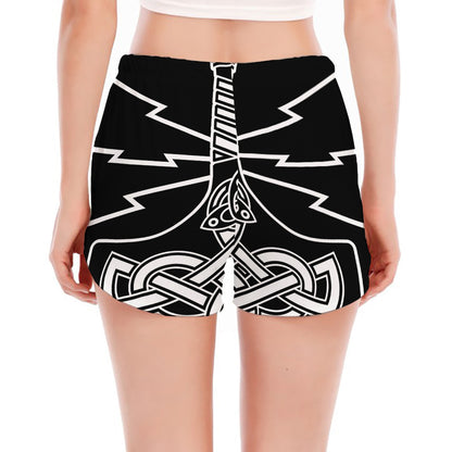Mjolnir And Younger Futhark Print Women's Split Running Shorts