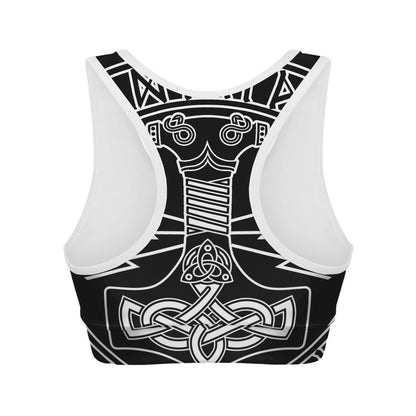 Mjolnir And Younger Futhark Print Women's Sports Bra
