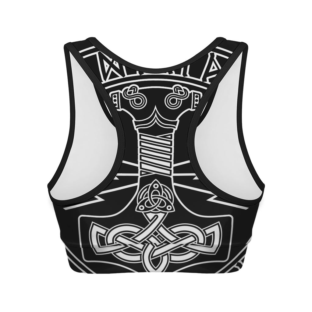 Mjolnir And Younger Futhark Print Women's Sports Bra