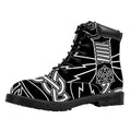 Mjolnir And Younger Futhark Print Padded Collar Lace Up Boots