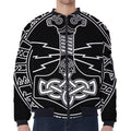 Mjolnir And Younger Futhark Print Zip Sleeve Bomber Jacket