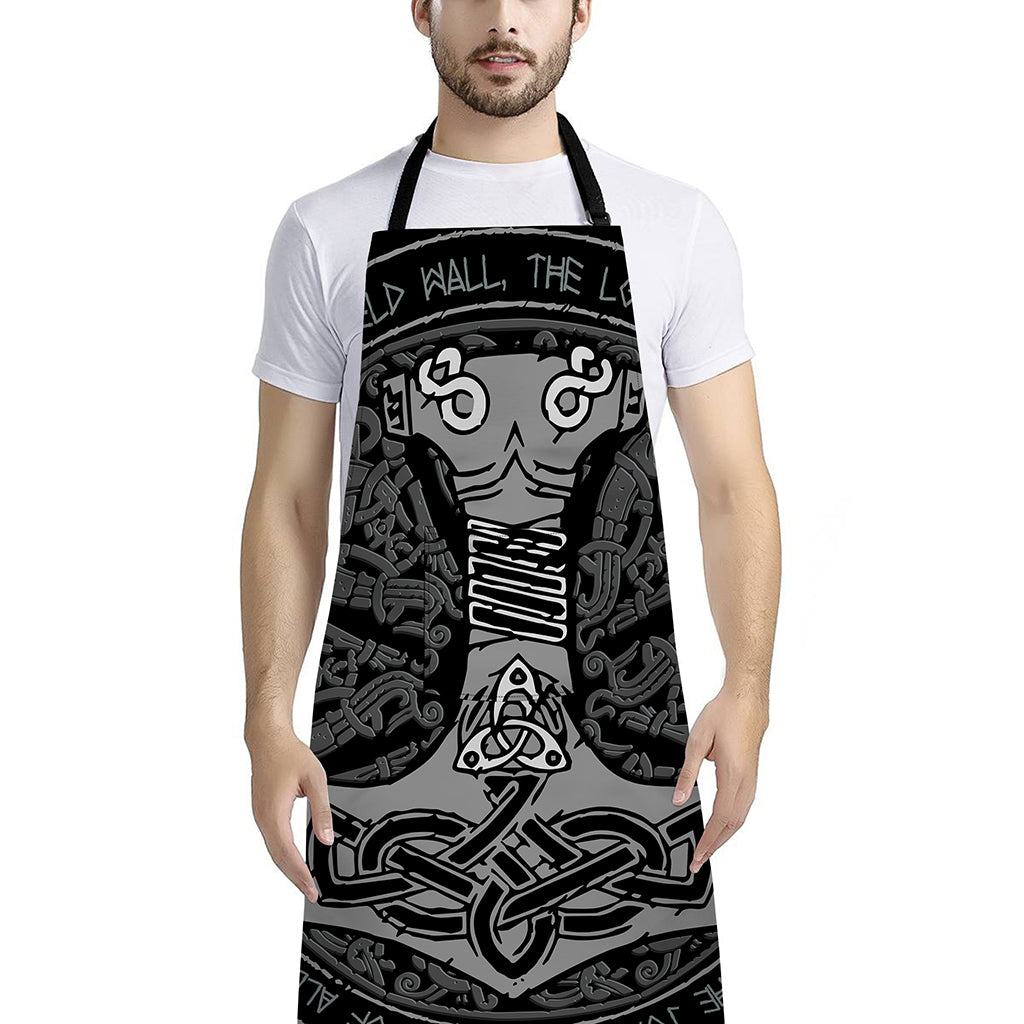 Mjolnir Hammer Of Thor Print Bib Apron With Pocket