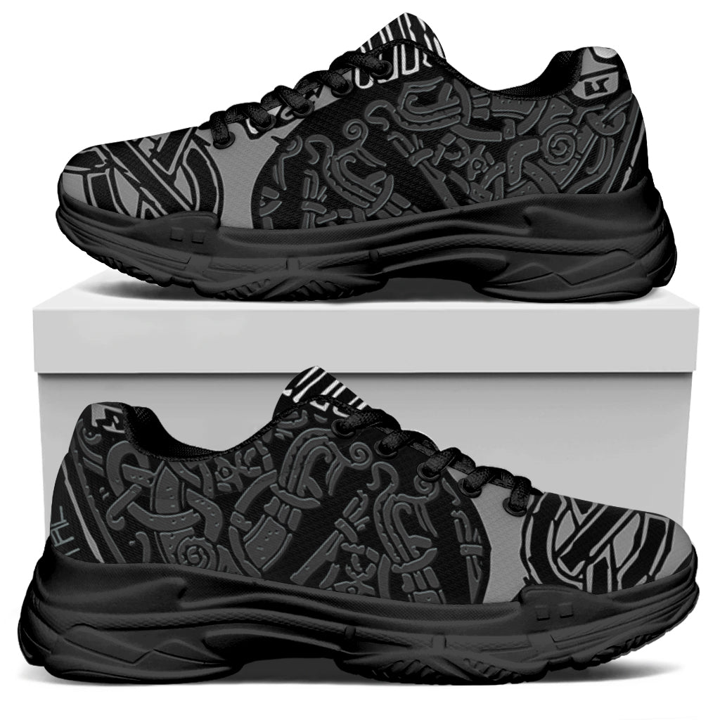 Mjolnir Hammer Of Thor Print Black Chunky Shoes