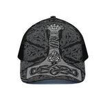 Mjolnir Hammer Of Thor Print Black Mesh Trucker Cap