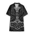 Mjolnir Hammer Of Thor Print Cotton Hawaiian Shirt