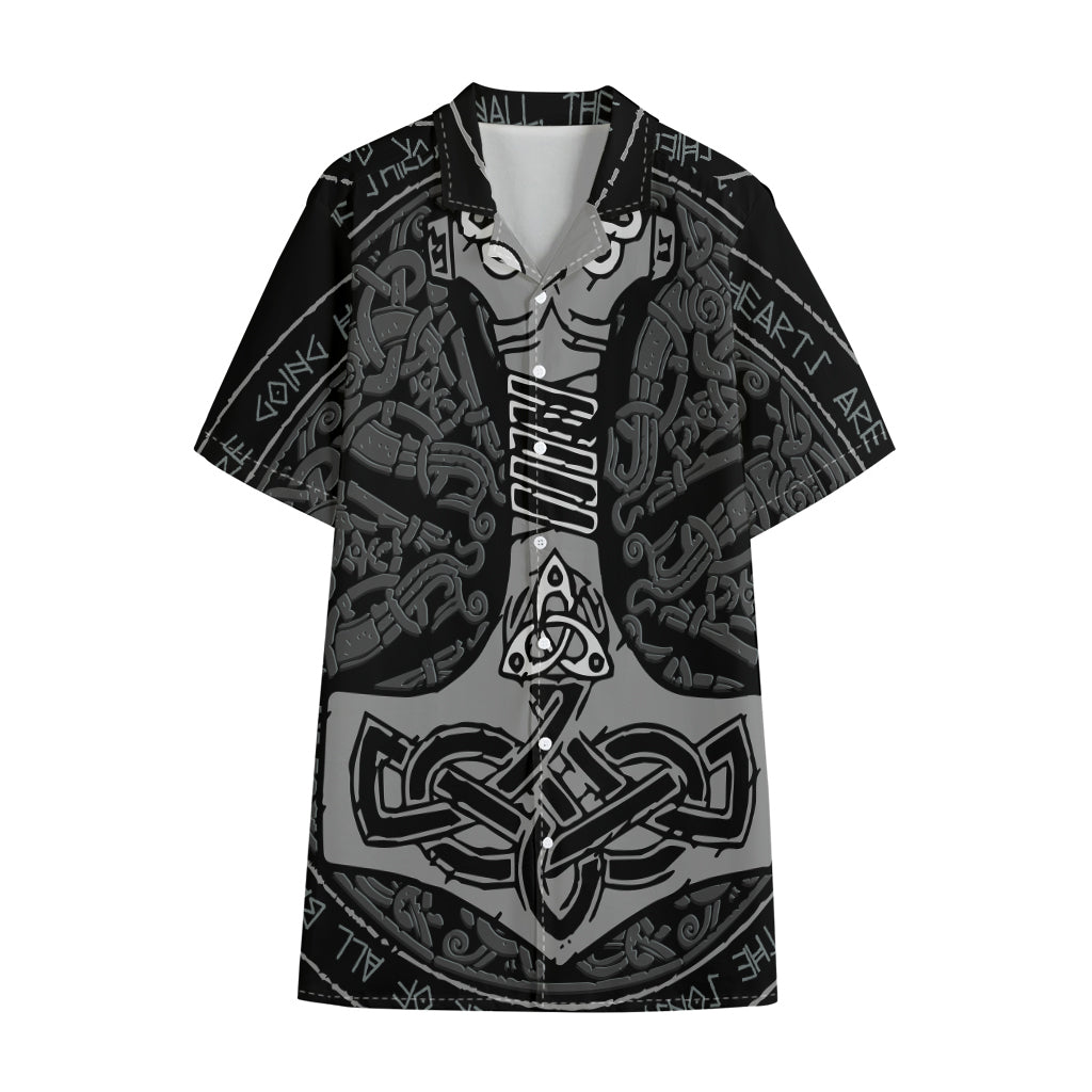 Mjolnir Hammer Of Thor Print Cotton Hawaiian Shirt