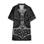 Mjolnir Hammer Of Thor Print Cotton Hawaiian Shirt