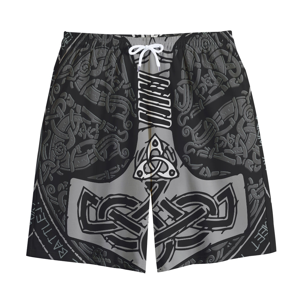 Mjolnir Hammer Of Thor Print Cotton Shorts