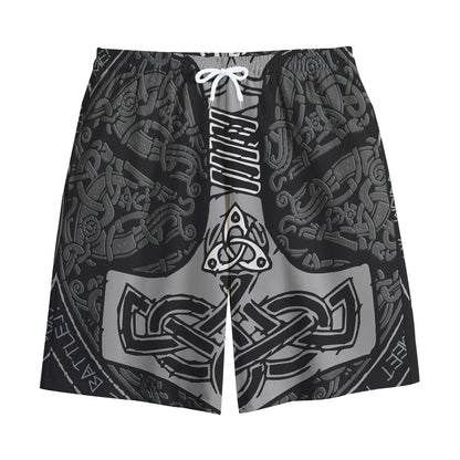 Mjolnir Hammer Of Thor Print Cotton Shorts