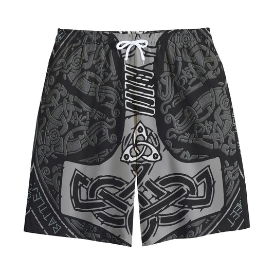 Mjolnir Hammer Of Thor Print Cotton Shorts