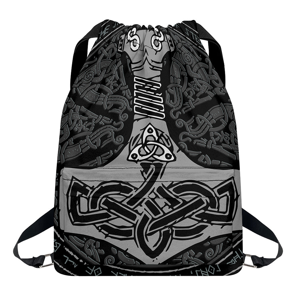 Mjolnir Hammer Of Thor Print Drawstring Backpack