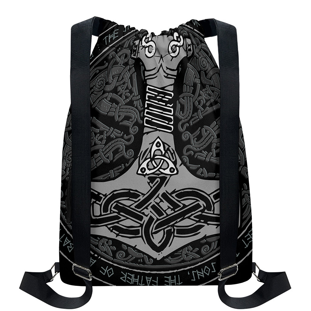 Mjolnir Hammer Of Thor Print Drawstring Backpack