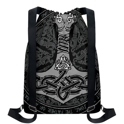 Mjolnir Hammer Of Thor Print Drawstring Backpack
