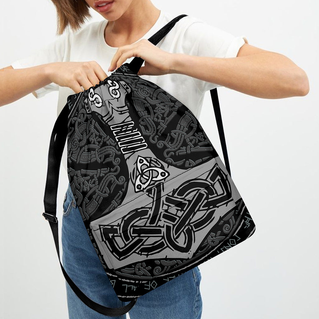 Mjolnir Hammer Of Thor Print Drawstring Backpack