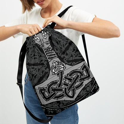 Mjolnir Hammer Of Thor Print Drawstring Backpack