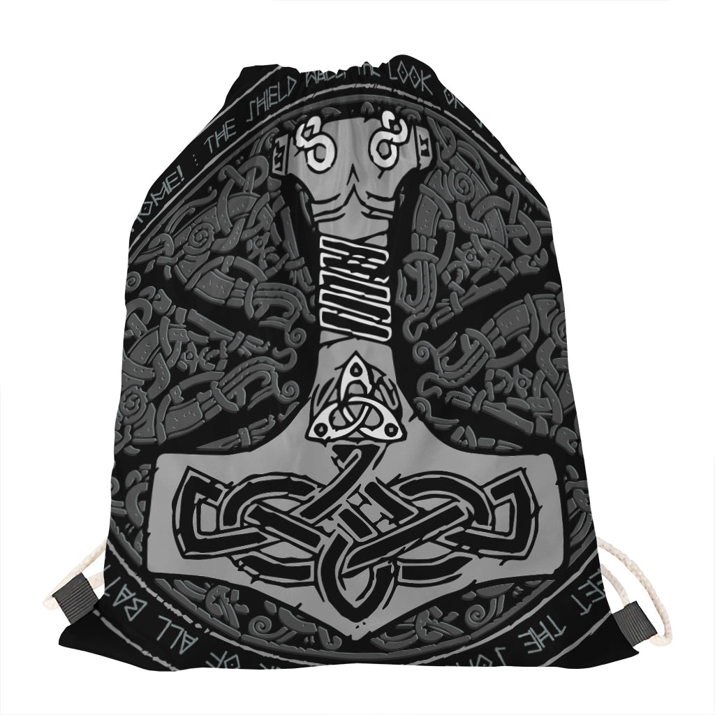Mjolnir Hammer Of Thor Print Drawstring Bag