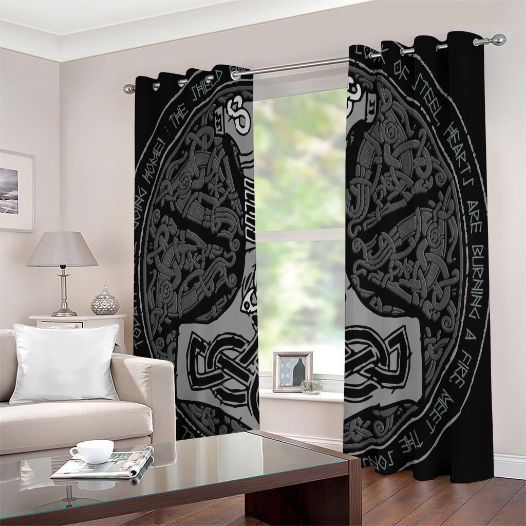 Mjolnir Hammer Of Thor Print Extra Wide Grommet Curtains