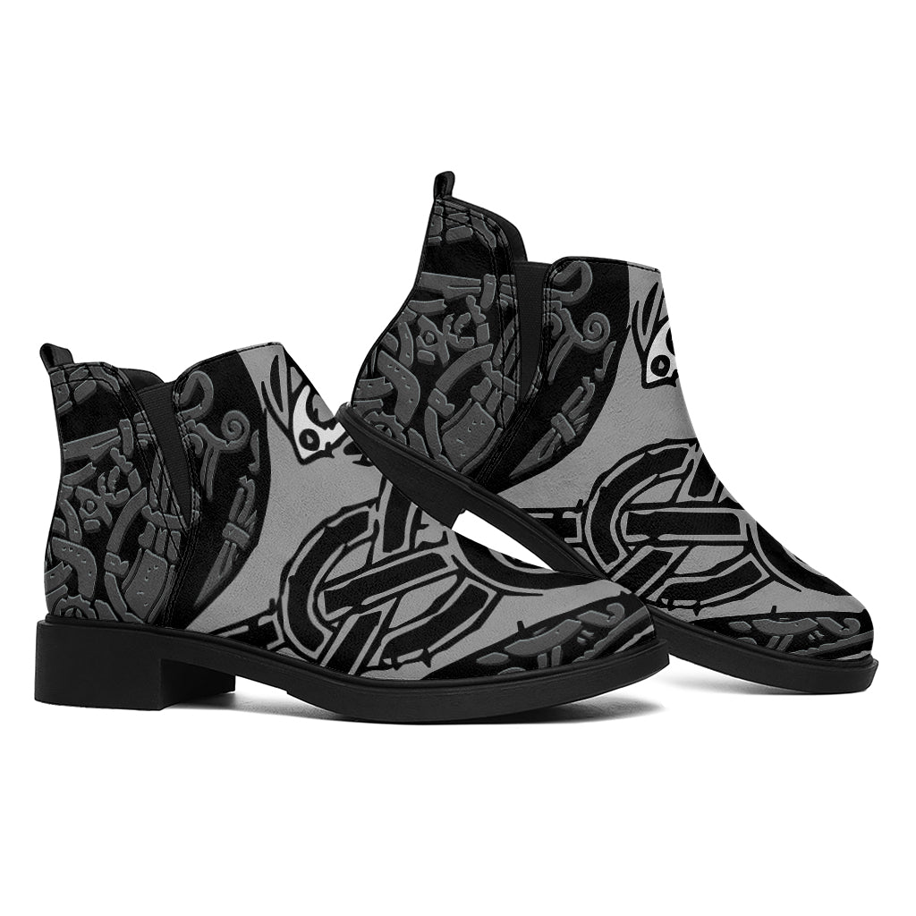 Mjolnir Hammer Of Thor Print Flat Ankle Boots