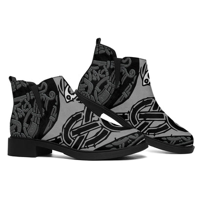 Mjolnir Hammer Of Thor Print Flat Ankle Boots