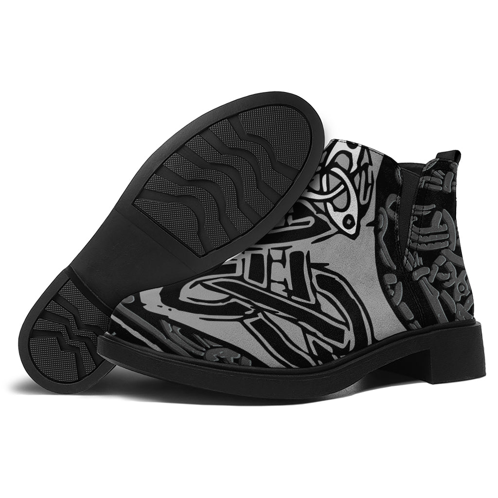 Mjolnir Hammer Of Thor Print Flat Ankle Boots