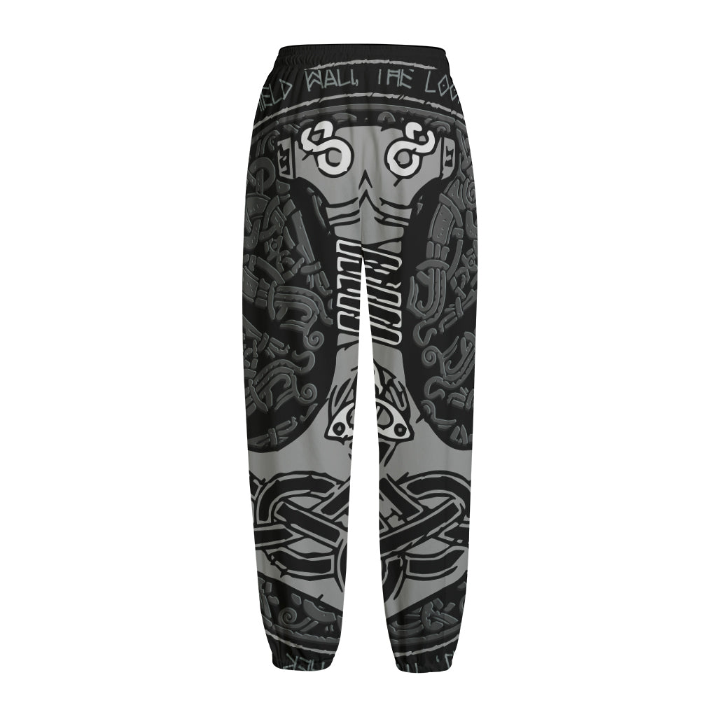 Mjolnir Hammer Of Thor Print Fleece Lined Knit Pants