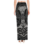 Mjolnir Hammer Of Thor Print High Slit Maxi Skirt