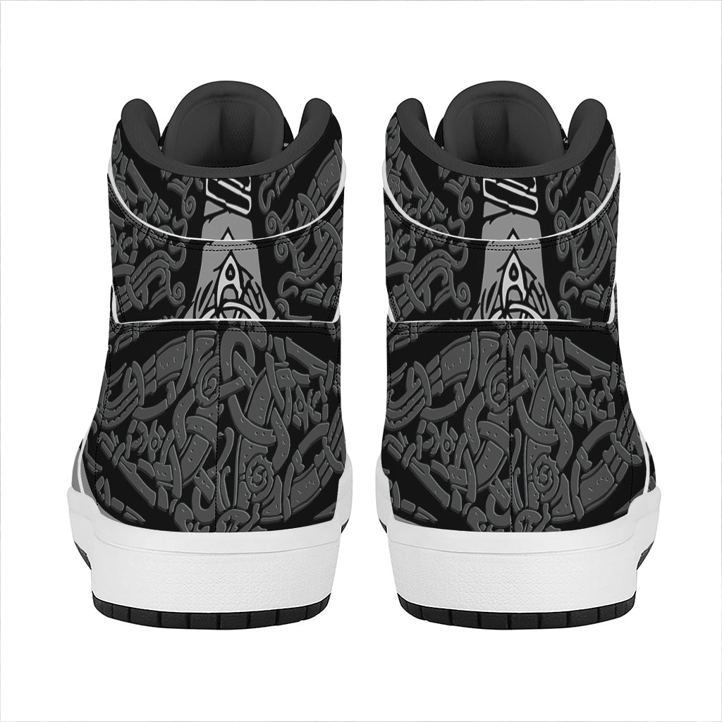 Mjolnir Hammer Of Thor Print High Top Leather Sneakers