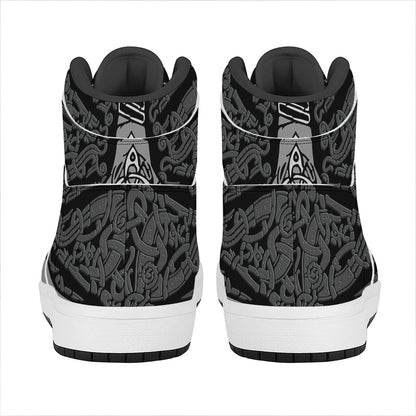 Mjolnir Hammer Of Thor Print High Top Leather Sneakers