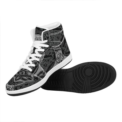 Mjolnir Hammer Of Thor Print High Top Leather Sneakers