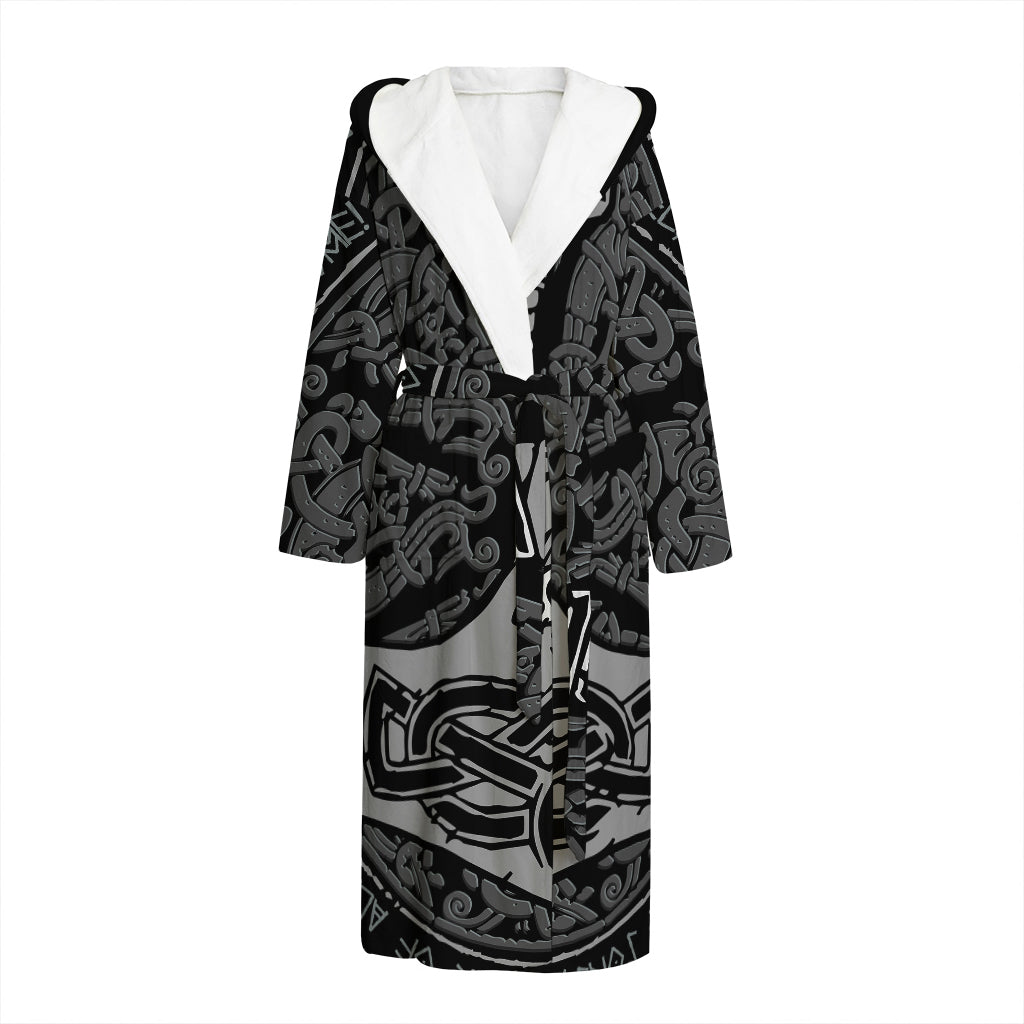 Mjolnir Hammer Of Thor Print Hooded Bathrobe