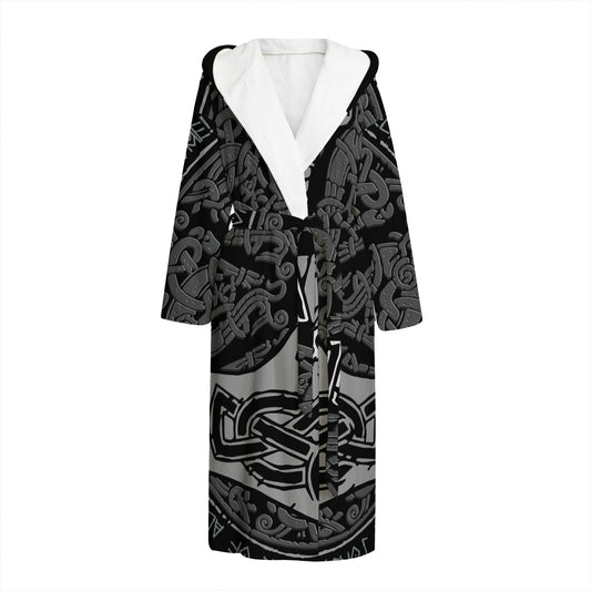 Mjolnir Hammer Of Thor Print Hooded Bathrobe