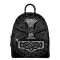 Mjolnir Hammer Of Thor Print Leather Backpack