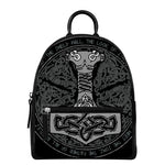 Mjolnir Hammer Of Thor Print Leather Backpack