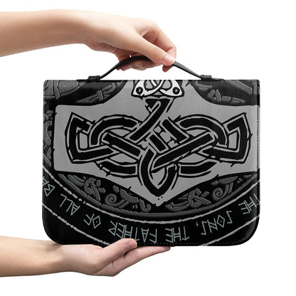 Mjolnir Hammer Of Thor Print Leather Bible Cover