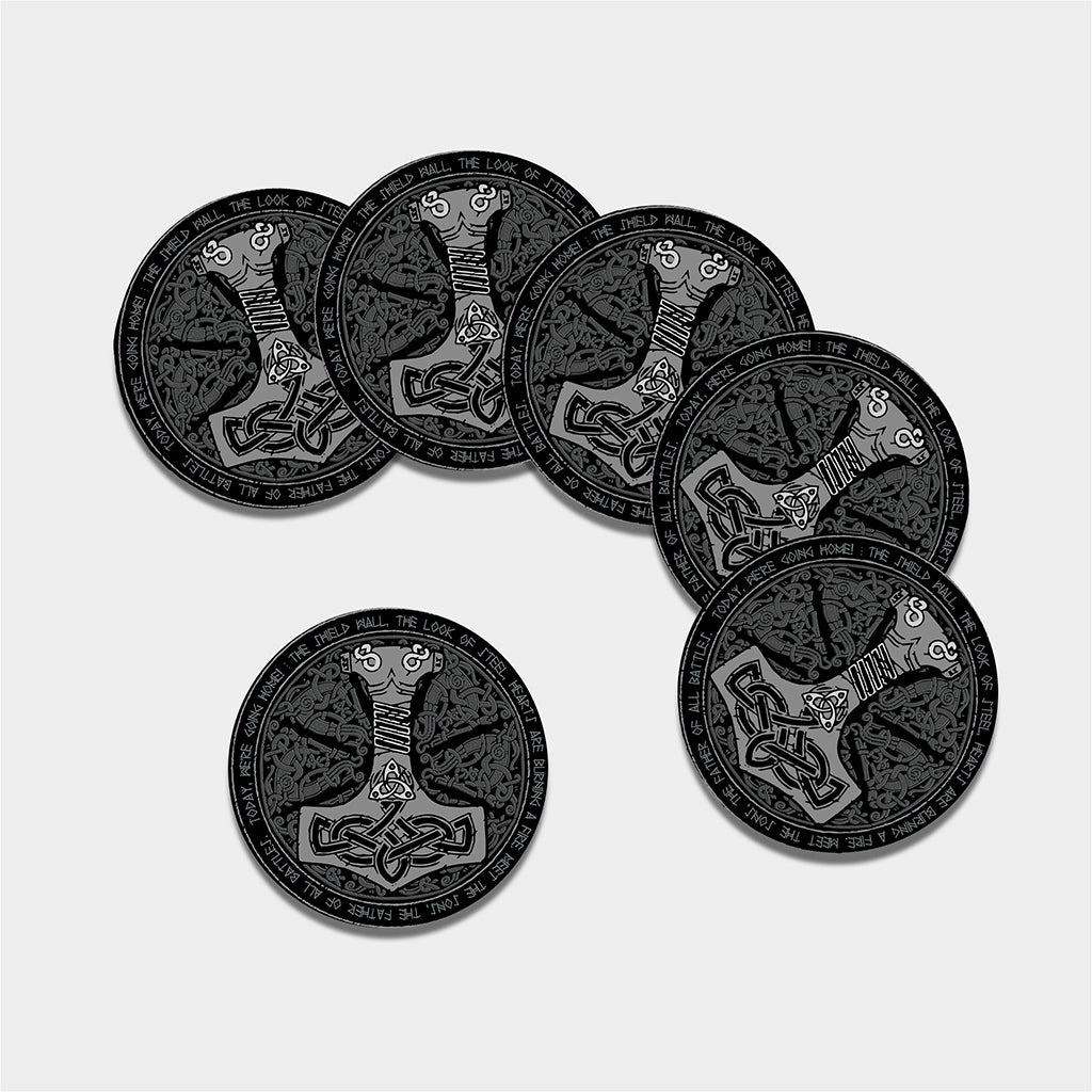 Mjolnir Hammer Of Thor Print Leather Coaster Set